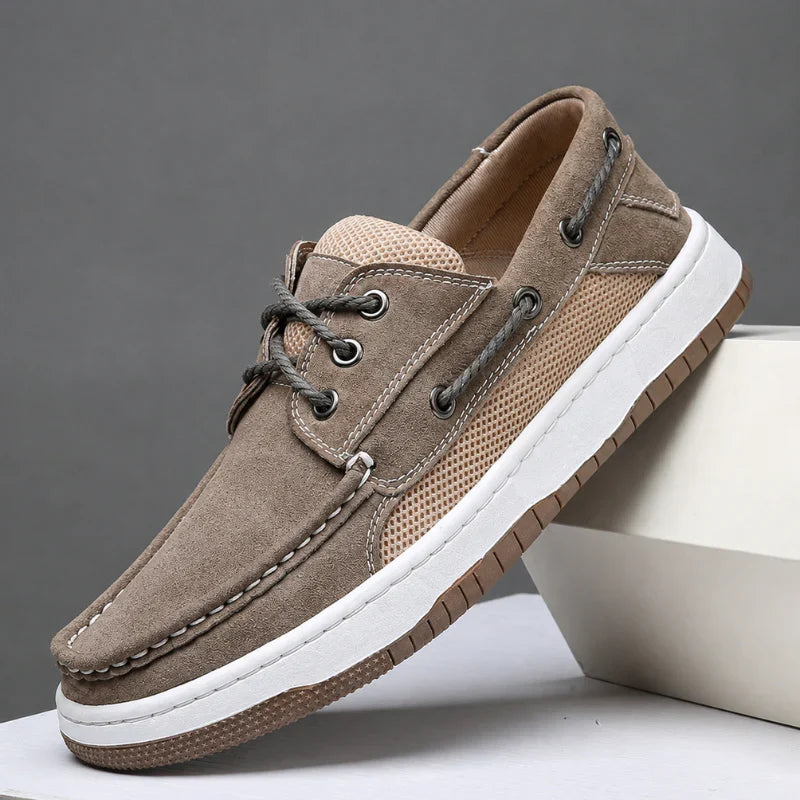 Men's Mesh Accent Boat-Style Casual Shoes