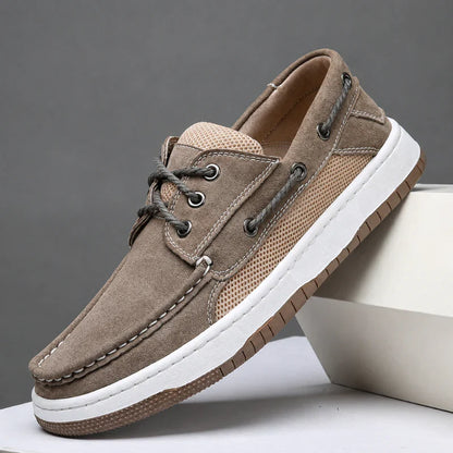 Men's Mesh Accent Boat-Style Casual Shoes