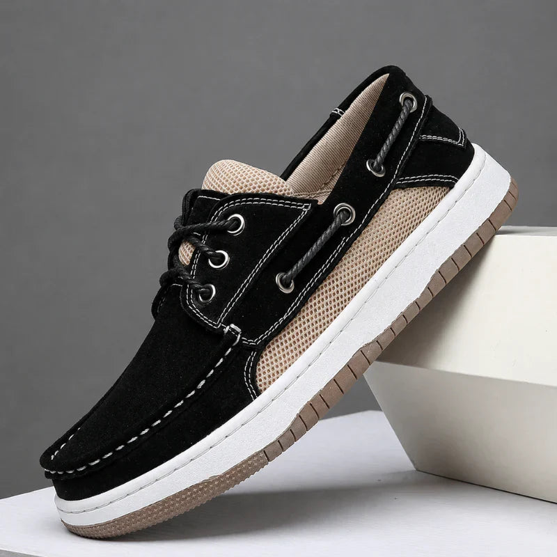 Men's Mesh Accent Boat-Style Casual Shoes