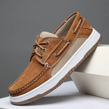 Men's Mesh Accent Boat-Style Casual Shoes