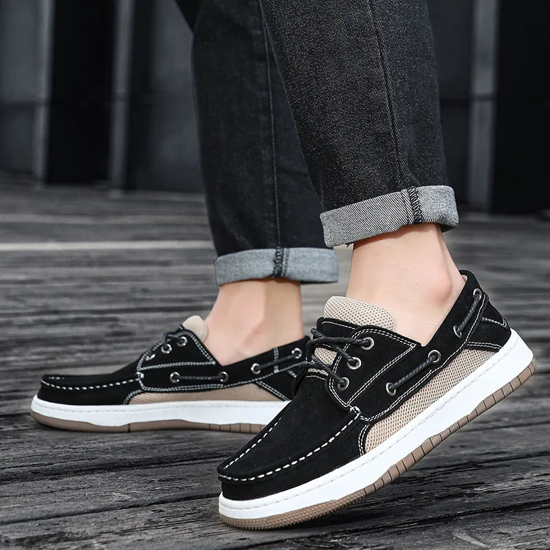 Men's Mesh Accent Boat-Style Casual Shoes