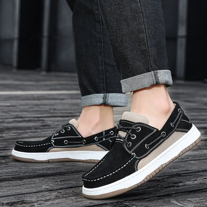 Men's Mesh Accent Boat-Style Casual Shoes
