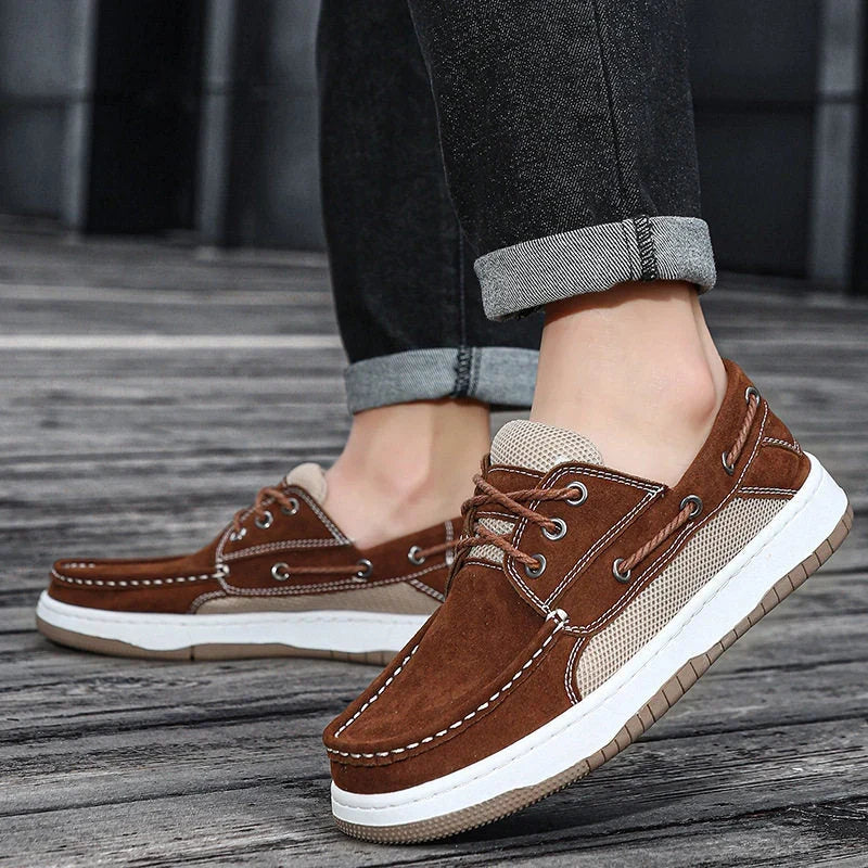Men's Mesh Accent Boat-Style Casual Shoes