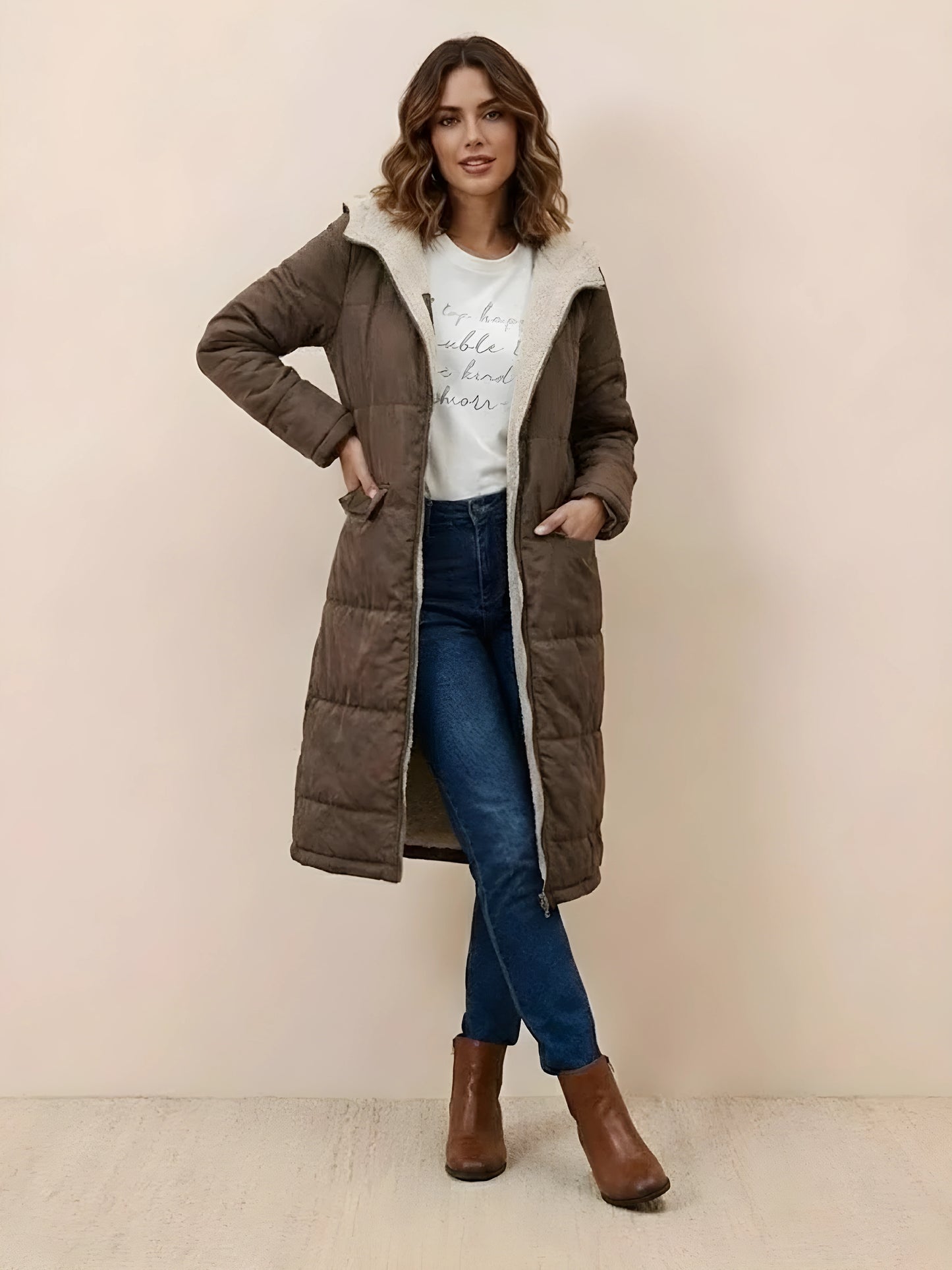 Sherpa-Lined Hooded Teddy Coat